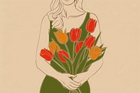Flowers and woman art illustrated graphics.