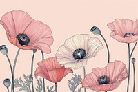 Poppy flowers art illustrated blossom.