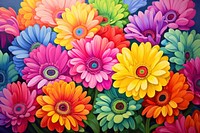 Rainbow daisy flowers painting asteraceae graphics.