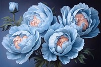 Blue peony flowers painting graphics blossom.