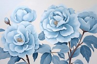 Blue camellia flowers painting illustrated porcelain.