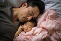 Japanese dad and baby romantic blanket people.