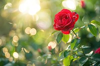 Red rose blossom flower plant.
