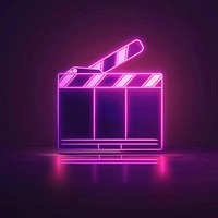 Movie Film Clap Board icon purple neon clapperboard.