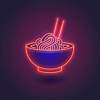 Noodles icon neon lighting disk.