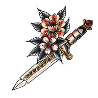 Tattoo illustration of a nail weaponry bonfire dagger.