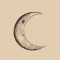 Hand drawn of moon phase waning crescent astronomy outdoors.