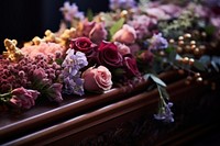 Bouquet of flowers blossom funeral person.