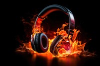 Headphones flame fire electronics.