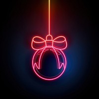 Christmas ball with ribbon neon light disk.