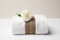 Wrapped towel label mockup psd