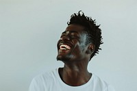 Black man happy laughing person.