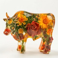 Flower resin cow shaped art livestock pottery.