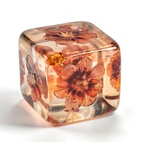 Flower resin dice shaped pottery ketchup food.