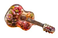 Flower resin guitar shaped musical instrument.