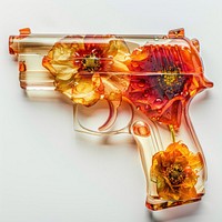 Flower resin gun shaped weaponry firearm handgun.