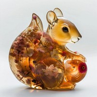 Flower resin squirrel shaped art animal mammal.