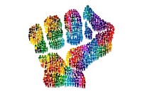 Shape of a rainbow fist hand icon chandelier person human.