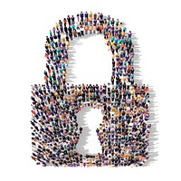 Shape of a key padlock icon people collage person.