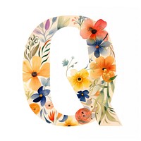 Floral inside alphabet q text number symbol.