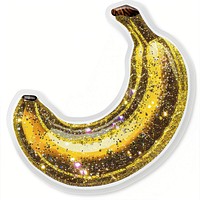 Glitter banana flat sticker produce fruit plant.