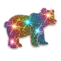 Glitter bear flat sticker confectionery elephant wildlife.