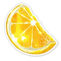 Glitter lemon flat sticker grapefruit produce ketchup.