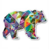 Glitter polygon bear flat sticker chandelier graphics wildlife.