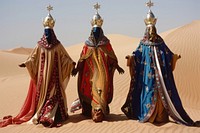 Three wise man in desert accessories accessory outdoors.