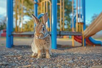 Rabbit in playground outdoors kangaroo wallaby.