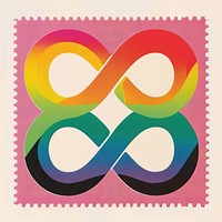 Infinity icon Risograph postage stamp text art.
