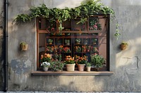 Flower shop window mockup windowsill plant potted plant.