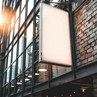 Blank light box sign mockup urban lamp white board.