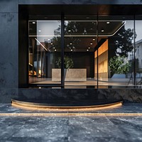 Material of its base is glass mockup door architecture furniture.