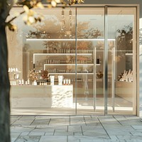 Clear glass mockup door shop sliding door.