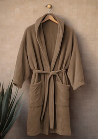 Hanging brown bathrobe