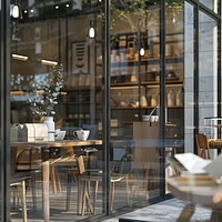 Clear glass mockup furniture door architecture.