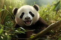 Fluffy panda cub wildlife animal mammal.