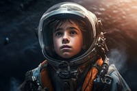 Young astronaut helmet person human.