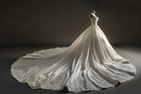 Flowing white ball gown wedding dress clothing apparel fashion.