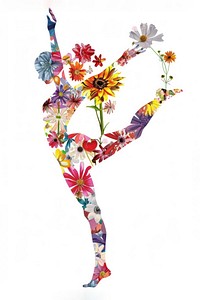 Flower Collage of yoga pose flower recreation acrobatic.