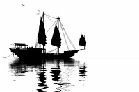 Chinese junk ship silhouette transportation watercraft.