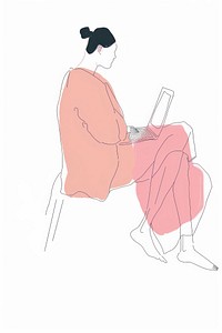 Woman with laptop person illustrated drawing.