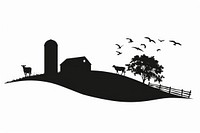 Farm silhouette livestock outdoors.