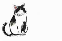Japanese calligraphy cat art illustrated stencil.