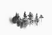 Forest Japanese minimal art illustrated silhouette.