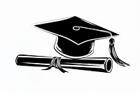 Rolled diploma with graduation cap weaponry document stencil.