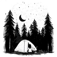 Camping art illustrated silhouette.