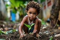Cuban little kid plant crawling female.