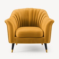 Yellow modern armchair mockup psd